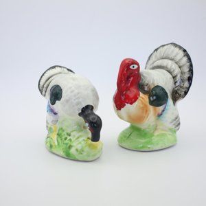 Vintage 1950's Victoria Ceramics Turkey Gobbler and Hen Salt and Pepper Shakers